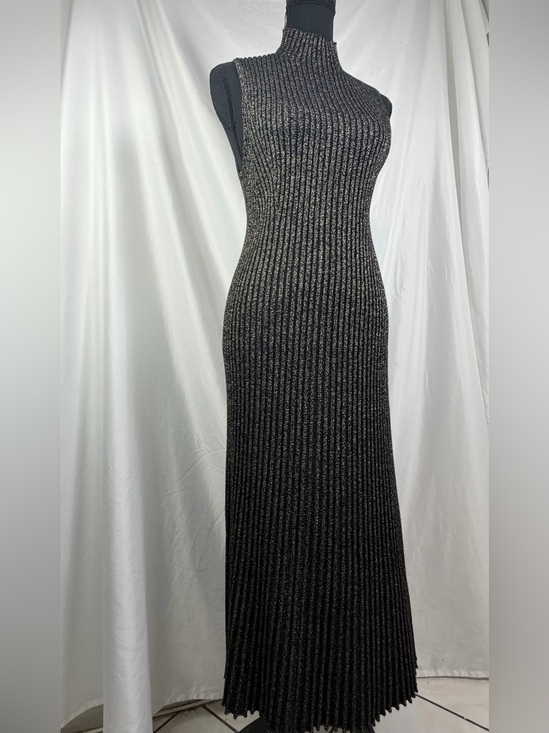 Dkny Dresses & Skirts - DKNY Black Metallic Ribbed Sleeveless Maxi Dress XL Shimmer Evening Glam Gown